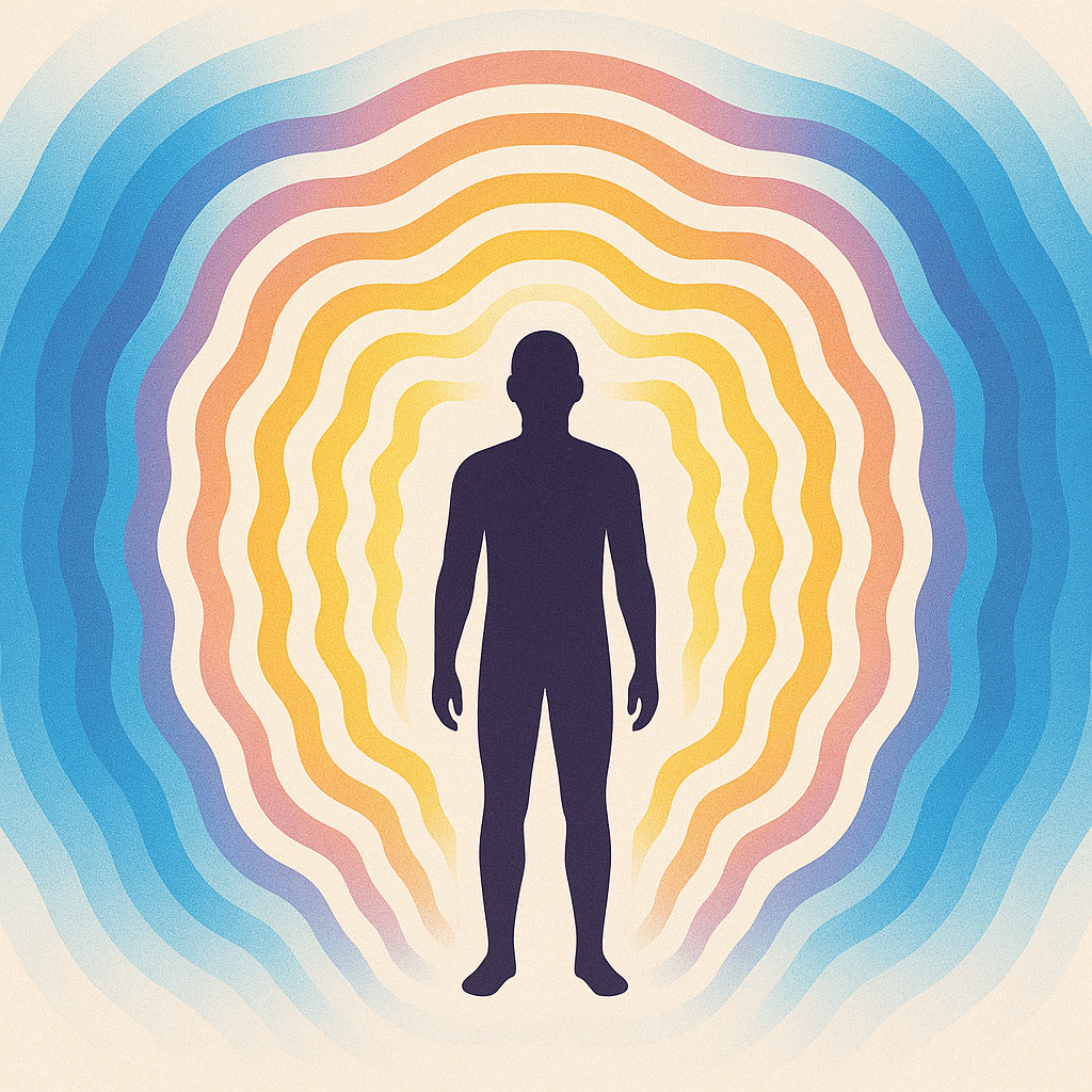 Waves of energy vibrating around figure